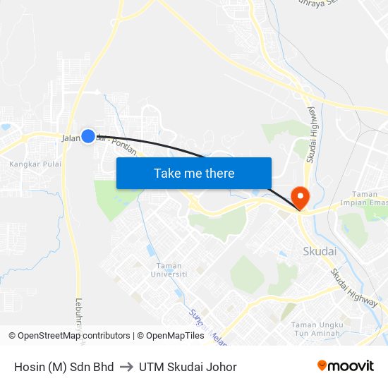 Hosin (M) Sdn Bhd to UTM Skudai Johor map