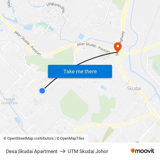 Desa Skudai Apartment to UTM Skudai Johor map