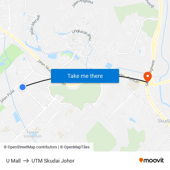 U Mall to UTM Skudai Johor map