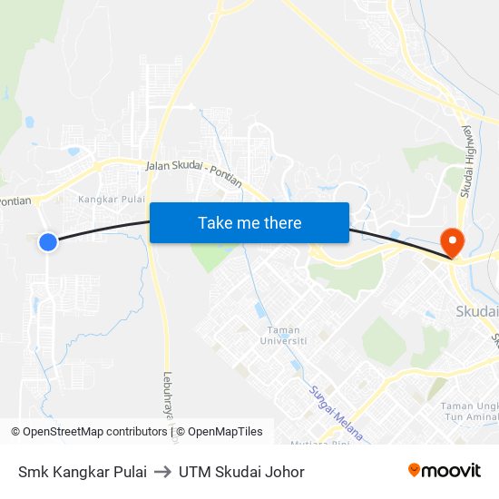 Opp Sk Kangkar Pulai 2 to UTM Skudai Johor map