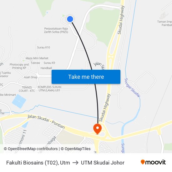 Fakulti Biosains (T02), Utm to UTM Skudai Johor map