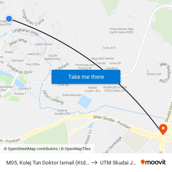 M05, Kolej Tun Doktor Ismail (Ktdi), Utm to UTM Skudai Johor map