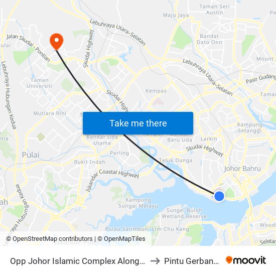 Opp Johor Islamic Complex Along Jalan Abu Bakar (0003184) to Pintu Gerbang Utm Skudai map