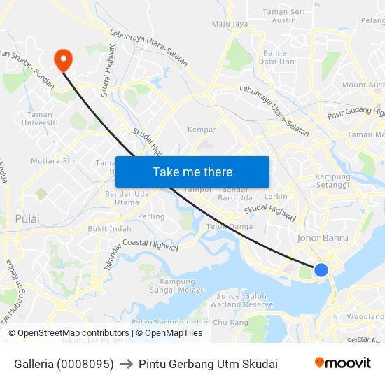 Galleria (0008095) to Pintu Gerbang Utm Skudai map