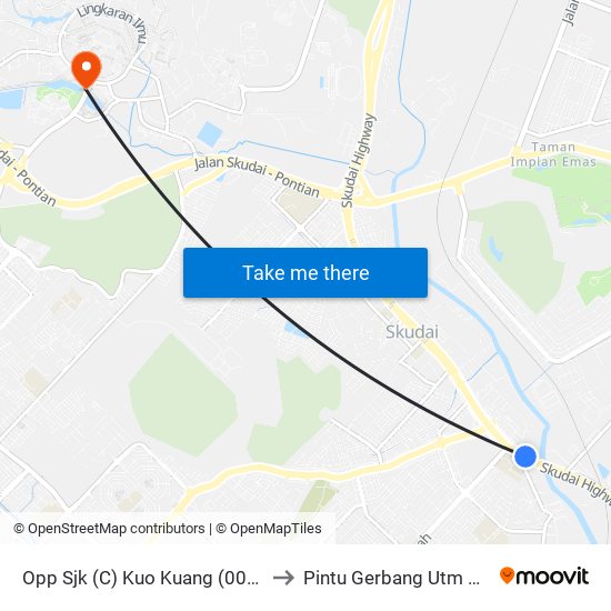 Petron Tuta to Pintu Gerbang Utm Skudai map