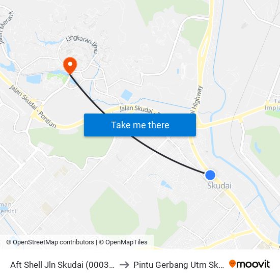 Pejabat Pos Skudai to Pintu Gerbang Utm Skudai map