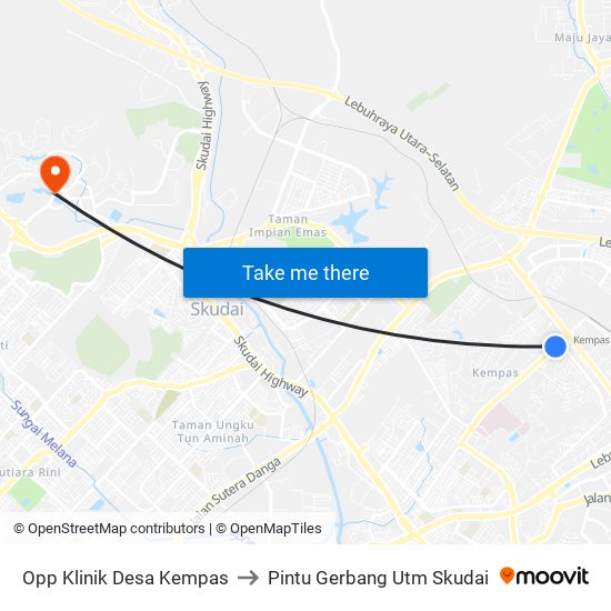 Opp Klinik Desa Kempas to Pintu Gerbang Utm Skudai map