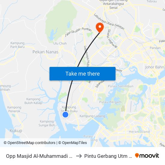 Opp Masjid Al-Muhammadi Pekajang to Pintu Gerbang Utm Skudai map