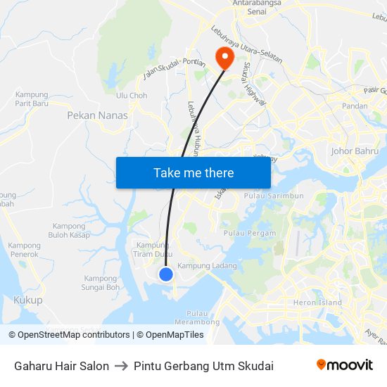 Bef Jalan Saiman to Pintu Gerbang Utm Skudai map