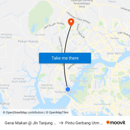 Opp Sekolah Kebangsaan Pendas Laut to Pintu Gerbang Utm Skudai map