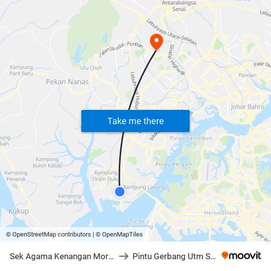 Sek Agama Kenangan Morni Pok to Pintu Gerbang Utm Skudai map