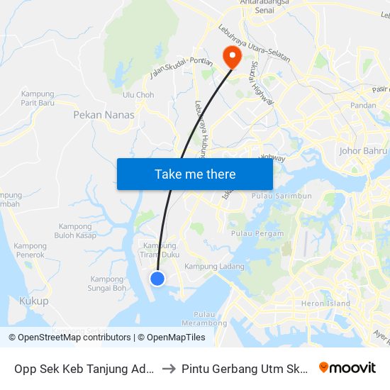 Opp Sek Keb Tanjung Adang to Pintu Gerbang Utm Skudai map