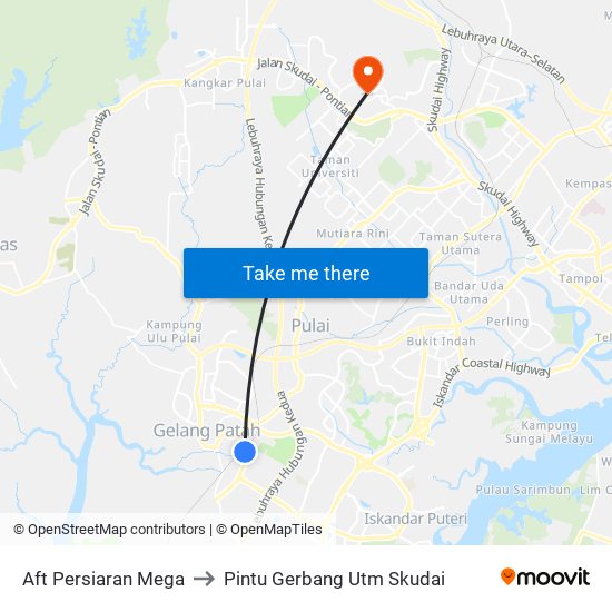 Aft Persiaran Mega to Pintu Gerbang Utm Skudai map