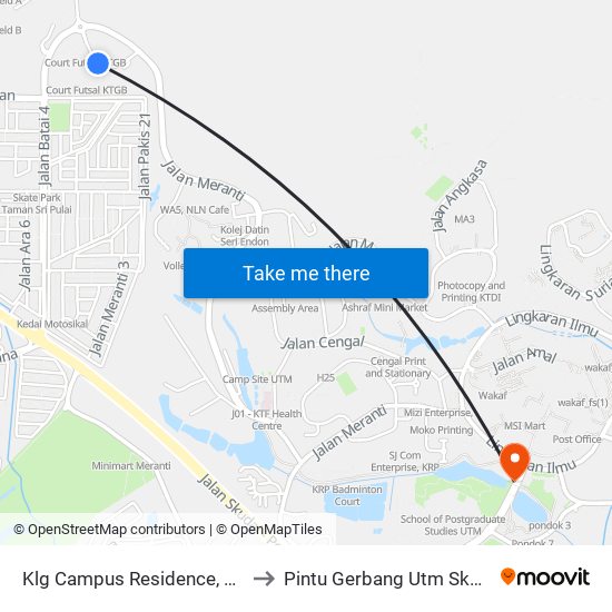 Klg Campus Residence, Utm to Pintu Gerbang Utm Skudai map