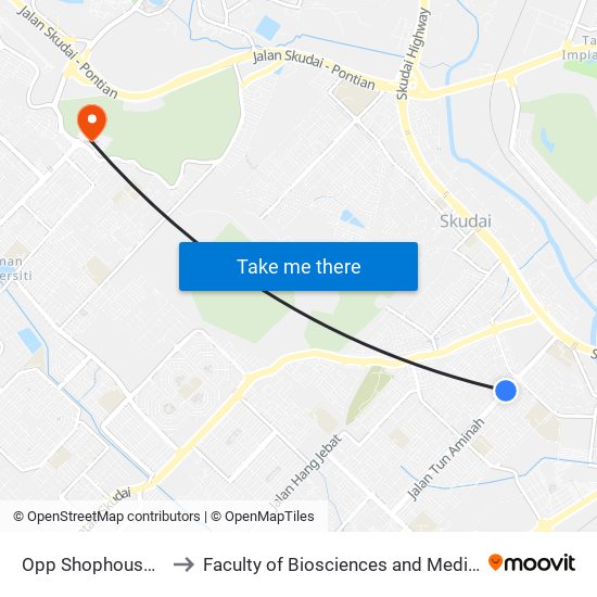 Opp Shophouse @ Jln Pahlawan to Faculty of Biosciences and Medical Engineering (FBME) (UTM) map