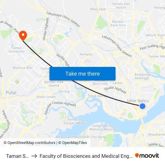 Taman Sri Setia to Faculty of Biosciences and Medical Engineering (FBME) (UTM) map