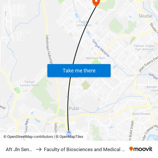 Aft Jln Sentral Utama to Faculty of Biosciences and Medical Engineering (FBME) (UTM) map