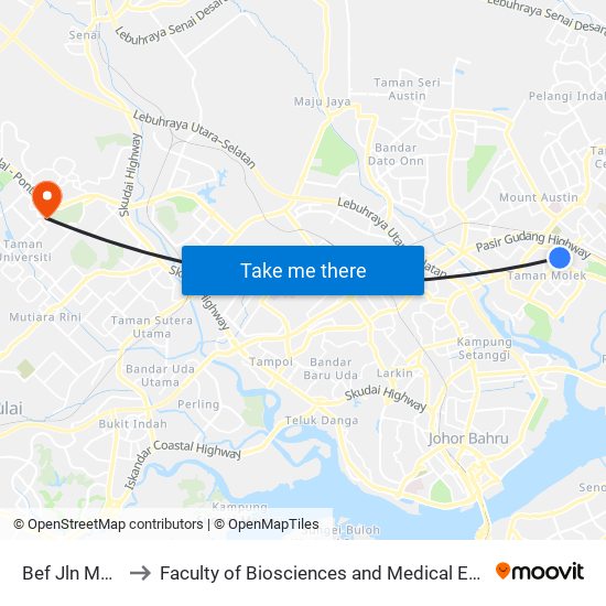 Bef Jln Molek 1/5b to Faculty of Biosciences and Medical Engineering (FBME) (UTM) map
