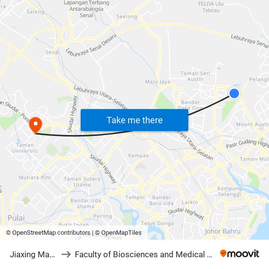 Jiaxing Mart Sdn Bhd to Faculty of Biosciences and Medical Engineering (FBME) (UTM) map