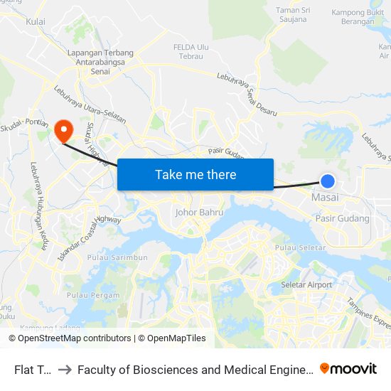 Flat Tasek to Faculty of Biosciences and Medical Engineering (FBME) (UTM) map