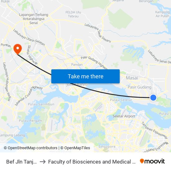 Bef Jln Tanjong Puteri to Faculty of Biosciences and Medical Engineering (FBME) (UTM) map