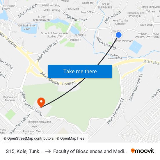 S15, Kolej Tunku Canselor, Utm to Faculty of Biosciences and Medical Engineering (FBME) (UTM) map