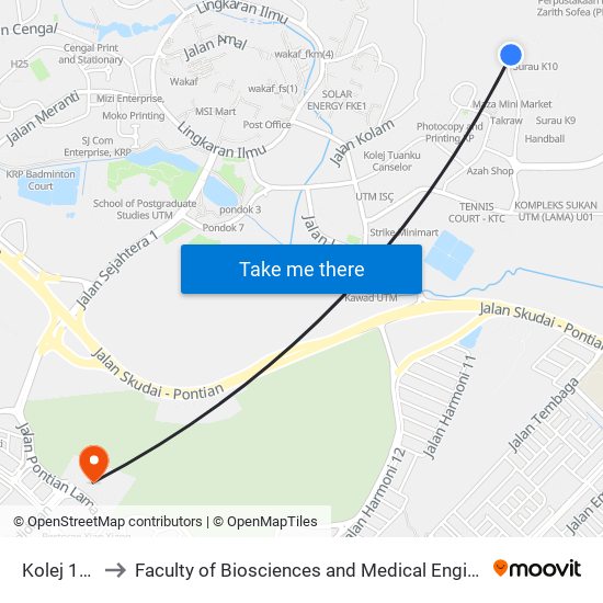 Kolej 10, Utm to Faculty of Biosciences and Medical Engineering (FBME) (UTM) map