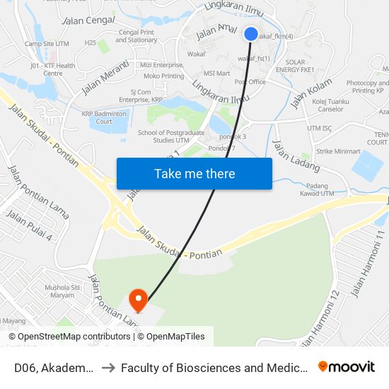 D06, Akademi Bahasa Utm to Faculty of Biosciences and Medical Engineering (FBME) (UTM) map