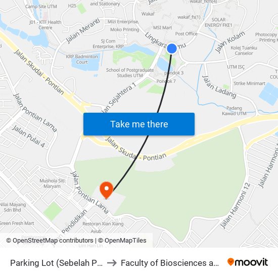 Parking Lot (Sebelah Pintu Gerbang Utm), Lingkaran Ilmu to Faculty of Biosciences and Medical Engineering (FBME) (UTM) map