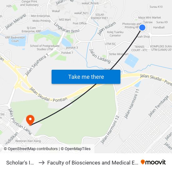 Scholar's Inn (Stairs) to Faculty of Biosciences and Medical Engineering (FBME) (UTM) map