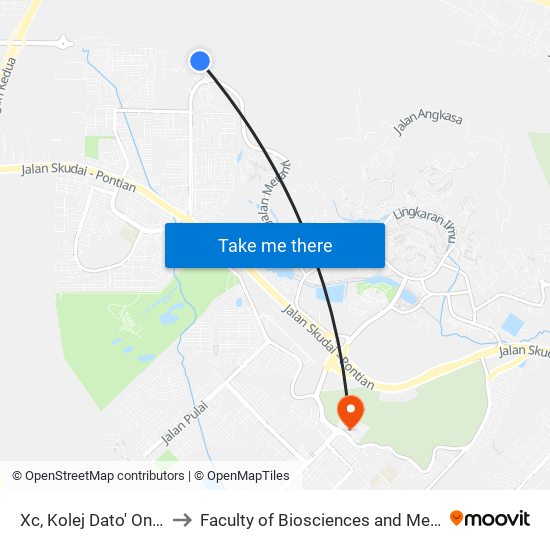 Xc, Kolej Dato' Onn Jaafar (Kdoj), Utm to Faculty of Biosciences and Medical Engineering (FBME) (UTM) map