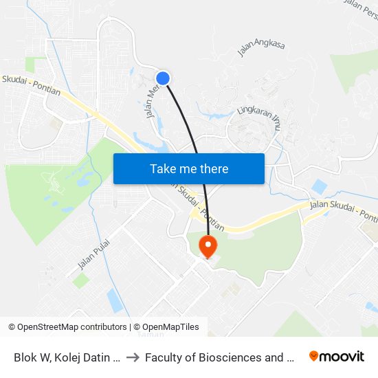 Blok W, Kolej Datin Seri Endon (Kdse), Utm to Faculty of Biosciences and Medical Engineering (FBME) (UTM) map