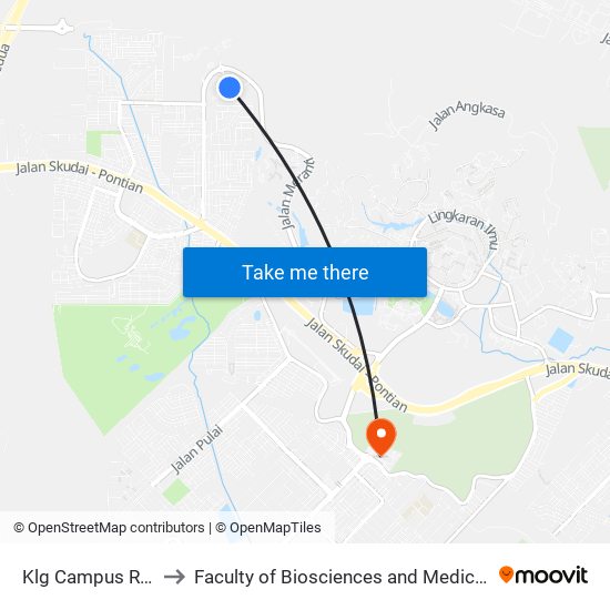 Klg Campus Residence, Utm to Faculty of Biosciences and Medical Engineering (FBME) (UTM) map