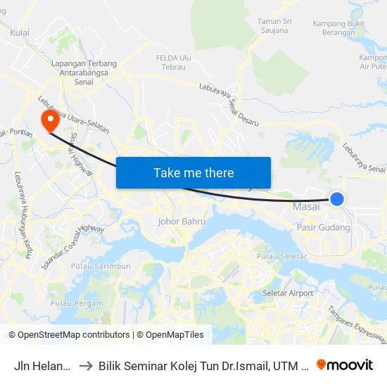 Jln Helang 1 to Bilik Seminar Kolej Tun Dr.Ismail, UTM Johor map
