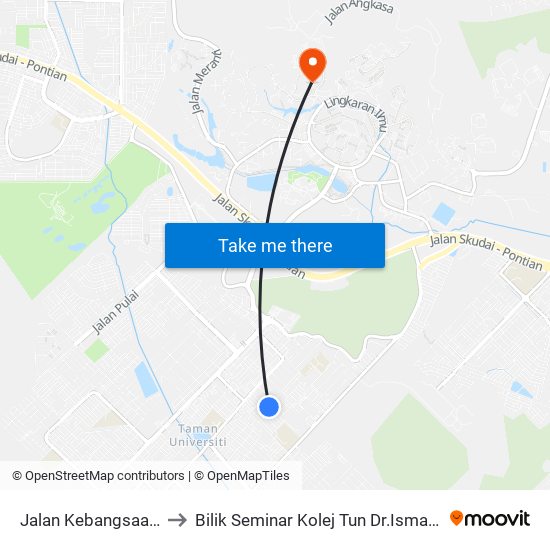 Jalan Kebangsaan 19, 50 to Bilik Seminar Kolej Tun Dr.Ismail, UTM Johor map