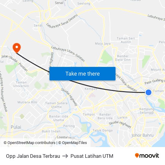 Opp Jalan Desa Terbrau to Pusat Latihan UTM map