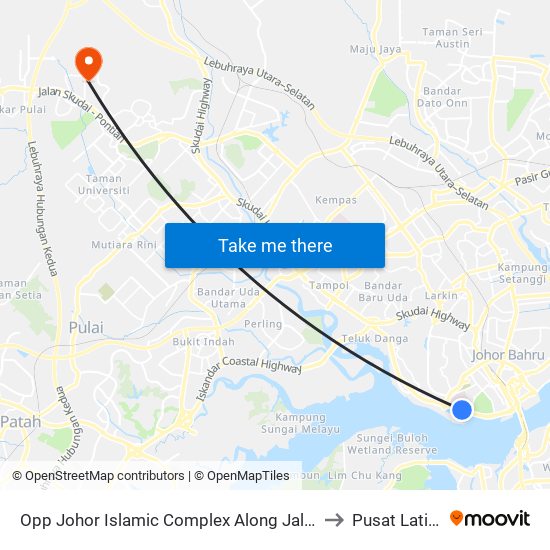 Opp Johor Islamic Complex Along Jalan Abu Bakar (0003184) to Pusat Latihan UTM map