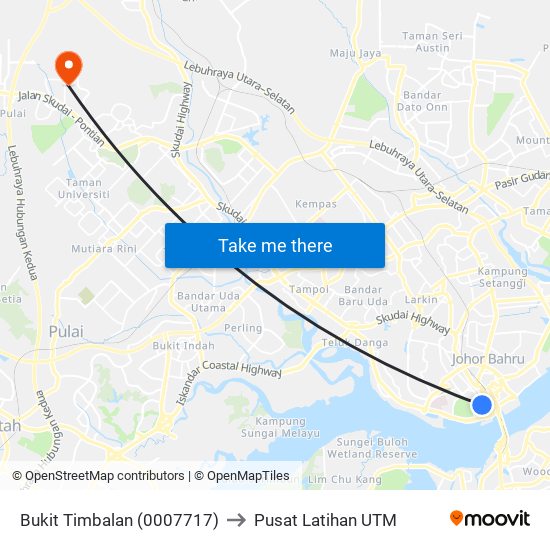 Bukit Timbalan (0007717) to Pusat Latihan UTM map