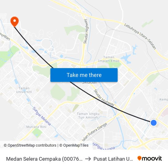Medan Selera Cempaka (0007662) to Pusat Latihan UTM map