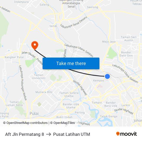 Aft Jln Permatang 8 to Pusat Latihan UTM map