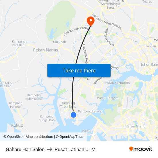 Gaharu Hair Salon to Pusat Latihan UTM map