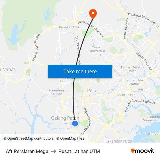 Aft Persiaran Mega to Pusat Latihan UTM map