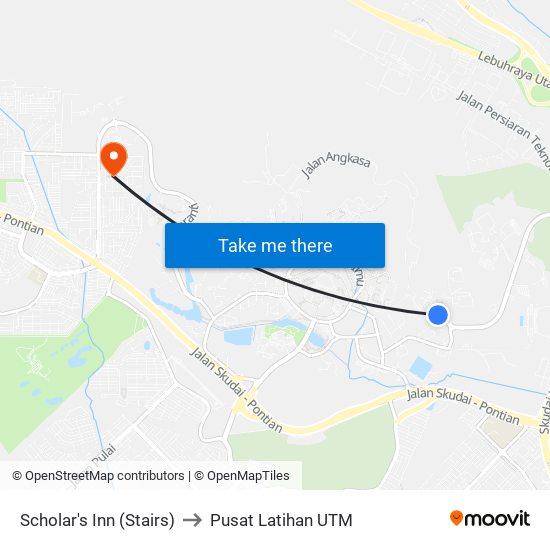 Scholar's Inn (Stairs) to Pusat Latihan UTM map