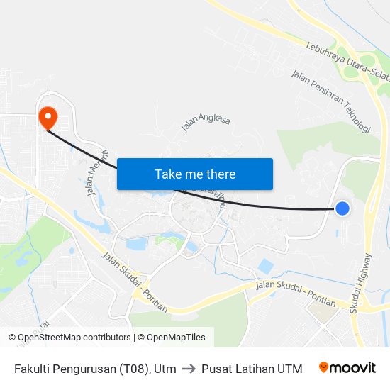 Fakulti Pengurusan (T08), Utm to Pusat Latihan UTM map