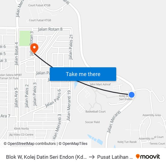 Blok W, Kolej Datin Seri Endon (Kdse), Utm to Pusat Latihan UTM map