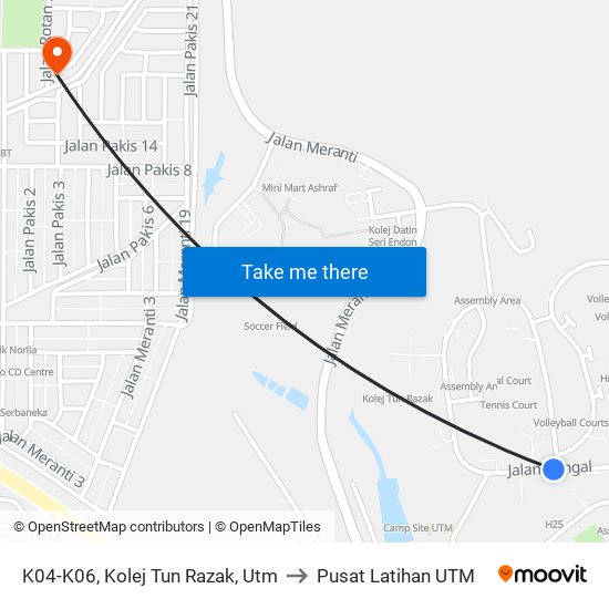 K04-K06, Kolej Tun Razak, Utm to Pusat Latihan UTM map