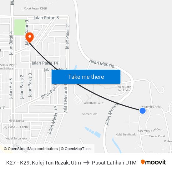 K27 - K29, Kolej Tun Razak, Utm to Pusat Latihan UTM map