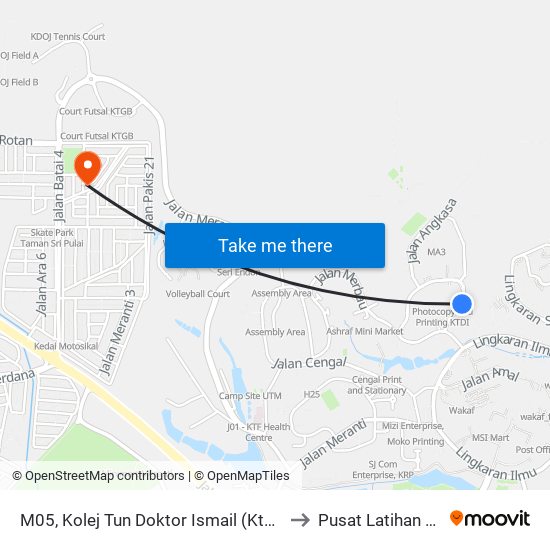 M05, Kolej Tun Doktor Ismail (Ktdi), Utm to Pusat Latihan UTM map