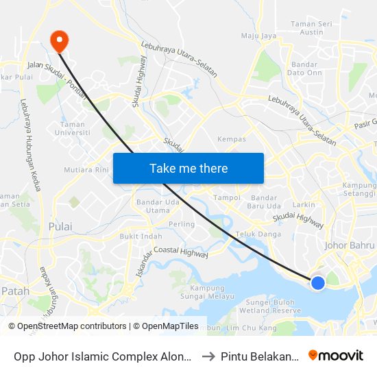 Opp Johor Islamic Complex Along Jalan Abu Bakar (0003184) to Pintu Belakang UTM (KDOJ) map