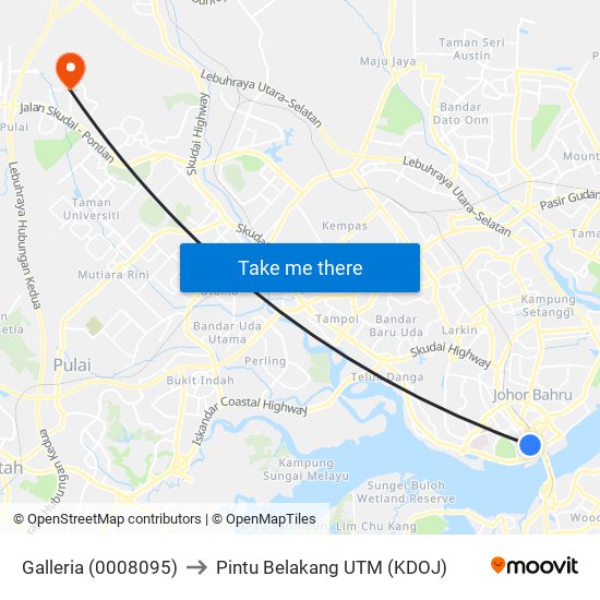 Galleria (0008095) to Pintu Belakang UTM (KDOJ) map